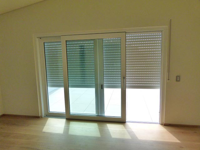 stylish white entrance door with glass pane on one side