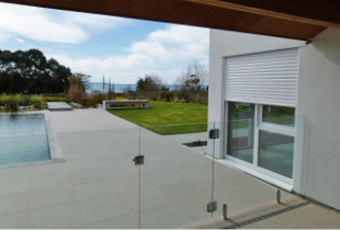 trrace door with half closed shutters